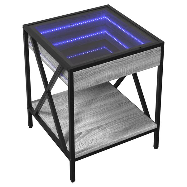 vidaXL Table de chevet avec LED infini sonoma gris 40x40x49 cm