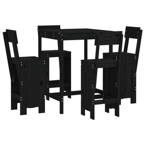 vidaXL Ensemble de bar de jardin 5 pcs noir bois de pin massif