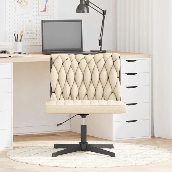 vidaXL Chaise pivotante de bureau Cr&egrave;me Tissu