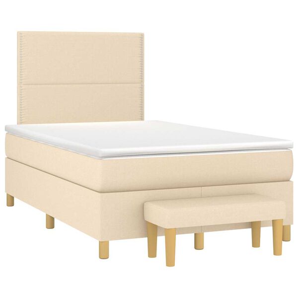 vidaXL Sommier &agrave; lattes de lit avec matelas cr&egrave;me 120x190 cm tissu