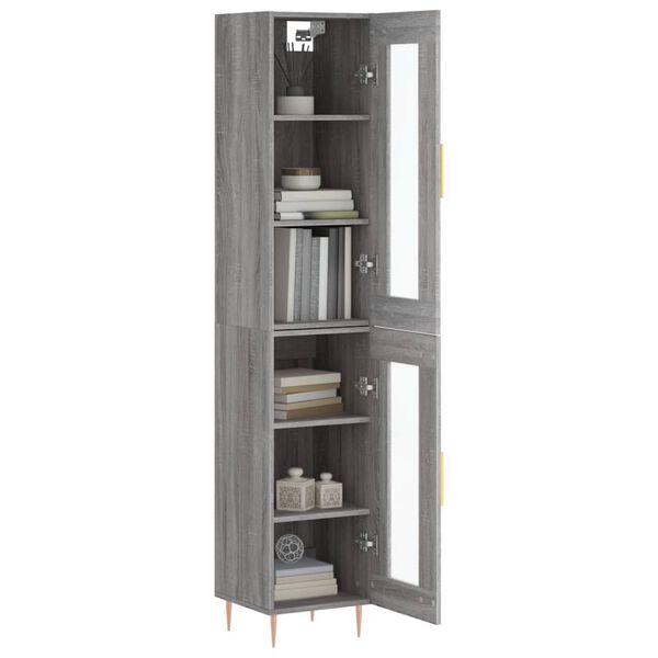 vidaXL Buffet haut Sonoma gris 34,5x34x180 cm Bois d'ing&eacute;nierie