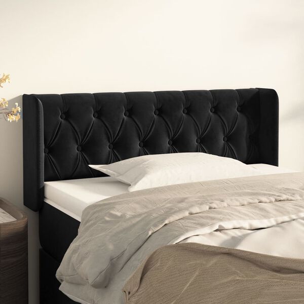 vidaXL T&ecirc;te de lit avec oreilles Noir 103x16x78/88 cm Velours