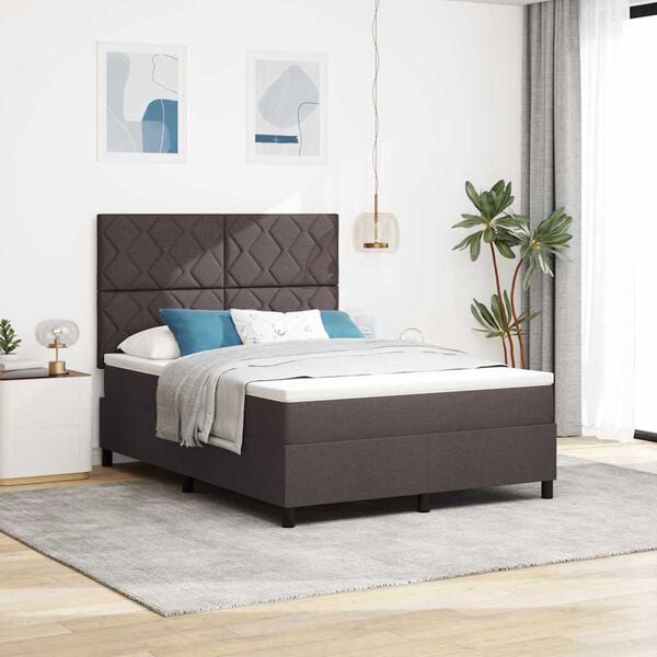 vidaXL Lit &agrave; ressorts avec matelas Marron fonc&eacute; 160 x 200 cm tissu