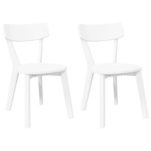 vidaXL Chaises à manger 2 pcs blanc bois massif caoutchouc