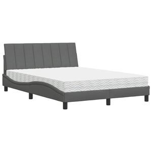 vidaXL Lit avec matelas Hanko gris fonc&eacute; 120x200 cm tissu