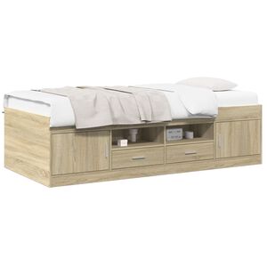 vidaXL Cadre de lit avec rangement avec porte Ch&ecirc;ne Sonoma 80 x 200 cm