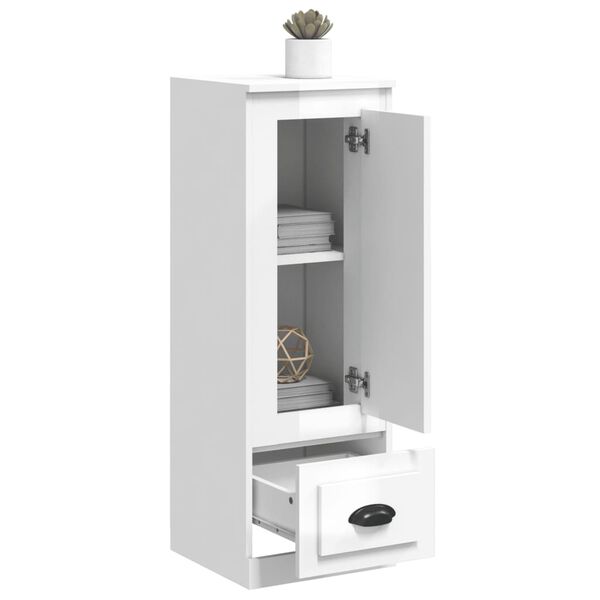 vidaXL Buffet haut blanc brillant 36x35,5x103,5 cm bois d'ing&eacute;nierie