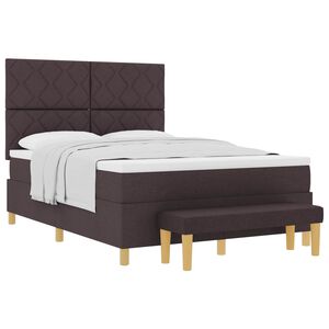 vidaXL Lit &agrave; ressorts avec matelas Marron fonc&eacute; 160 x 200 cm tissu