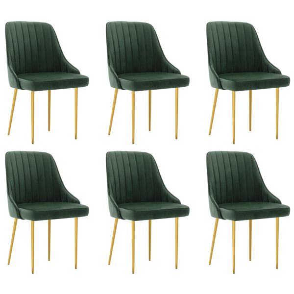 vidaXL Chaises &agrave; manger lot de 6 vert fonc&eacute; velours