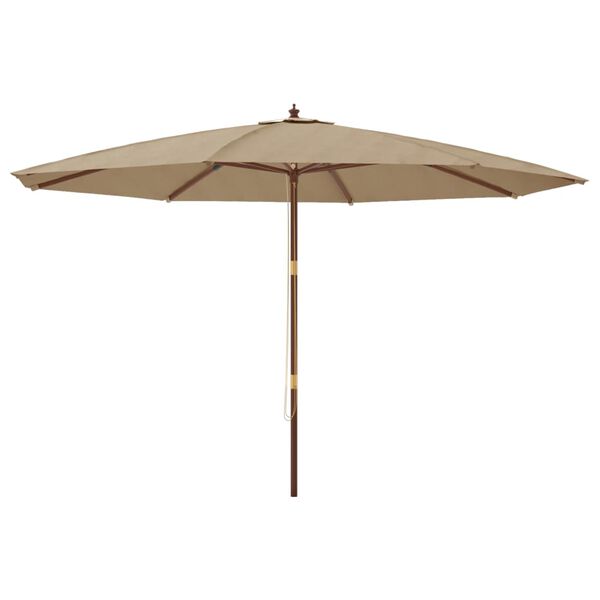 vidaXL Parasol de jardin avec m&acirc;t en bois taupe 400x273 cm
