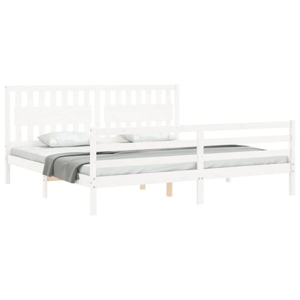 vidaXL Cadre de lit sans matelas blanc 200x200 cm bois massif