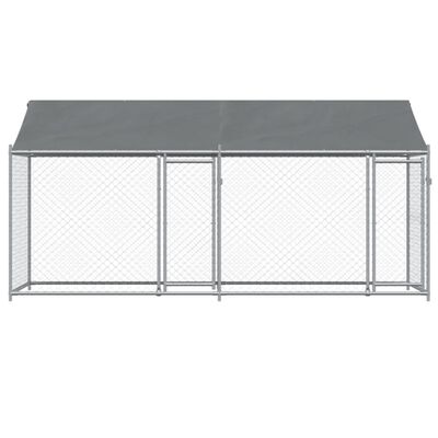 vidaXL Cage pour chien avec toit et portes gris 4x2x2m acier galvanisé