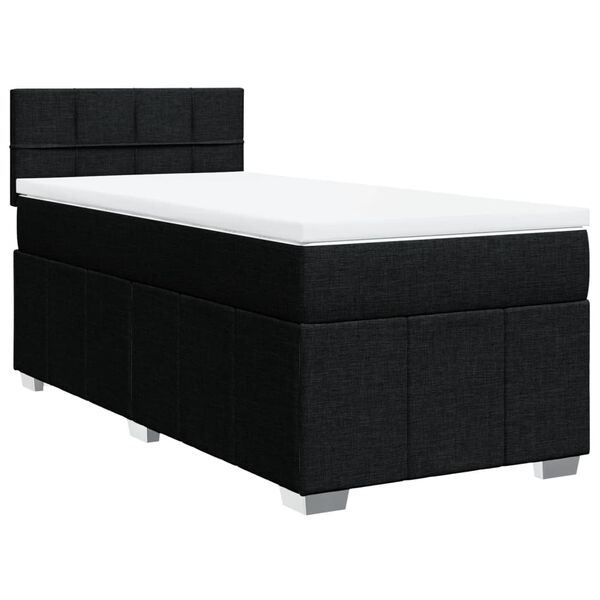 vidaXL Sommier &agrave; lattes de lit avec matelas Noir 100x200 cm Tissu