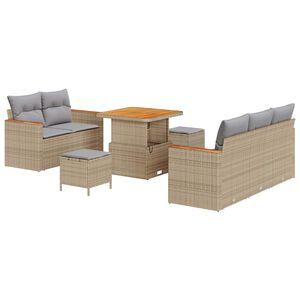 vidaXL Ensemble de canap&eacute; de jardin 8 pcs Beige polyrotin