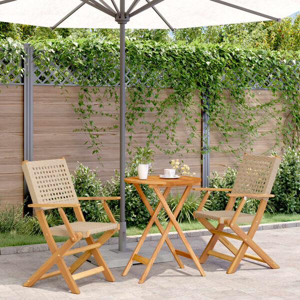 vidaXL Ensemble de bistro 3 pcs beige résine tressée et bois massif