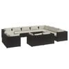 vidaXL Salon de jardin 12 pcs avec coussins Noir R&eacute;sine tress&eacute;e