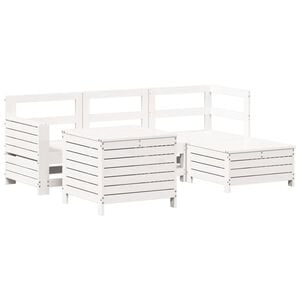 vidaXL Salon de jardin 5 pcs blanc bois massif de pin