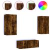 vidaXL Unit&eacute;s murales TV avec LED 4 pcs ch&ecirc;ne fum&eacute; bois d'ing&eacute;nierie