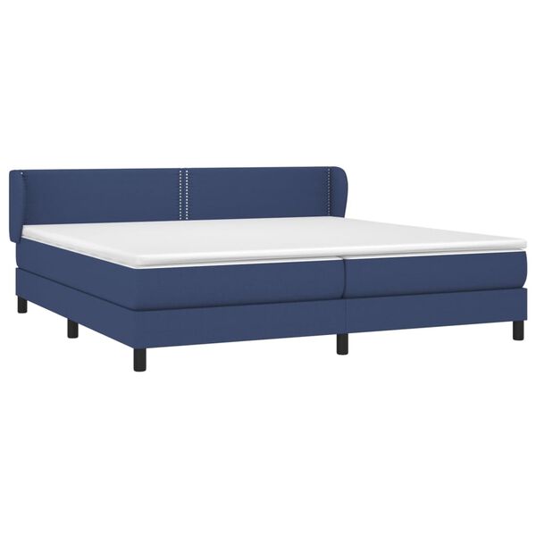 vidaXL Sommier &agrave; lattes de lit avec matelas Bleu 200x200 cm Tissu