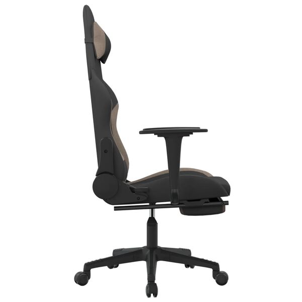 vidaXL Chaise de jeu avec repose-pied Noir et taupe Tissu