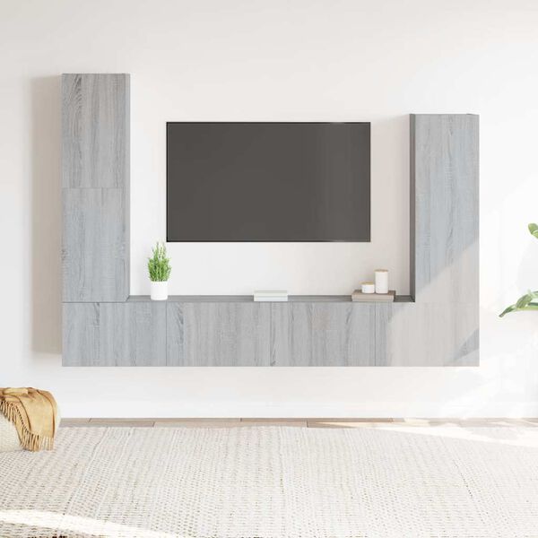 vidaXL Ensemble de meubles TV 4 pcs Sonoma gris Bois d'ing&eacute;nierie