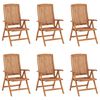 vidaXL Chaises inclinables de jardin et coussins lot de 6 Teck solide