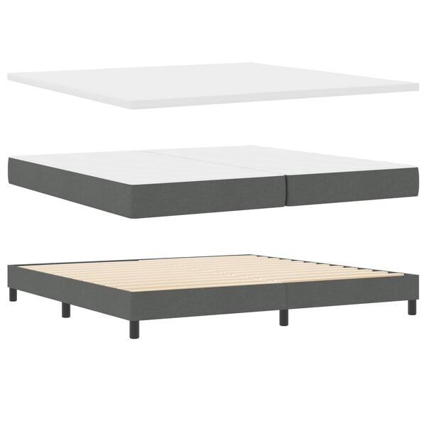vidaXL Lit &agrave; ressorts avec matelas Gris fonc&eacute; 200 x 200 cm tissu