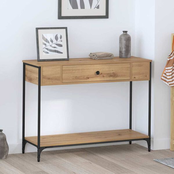 vidaXL Table console avec &eacute;tag&egrave;re Ch&ecirc;ne artisanal 100 x 34,5 x 75 cm