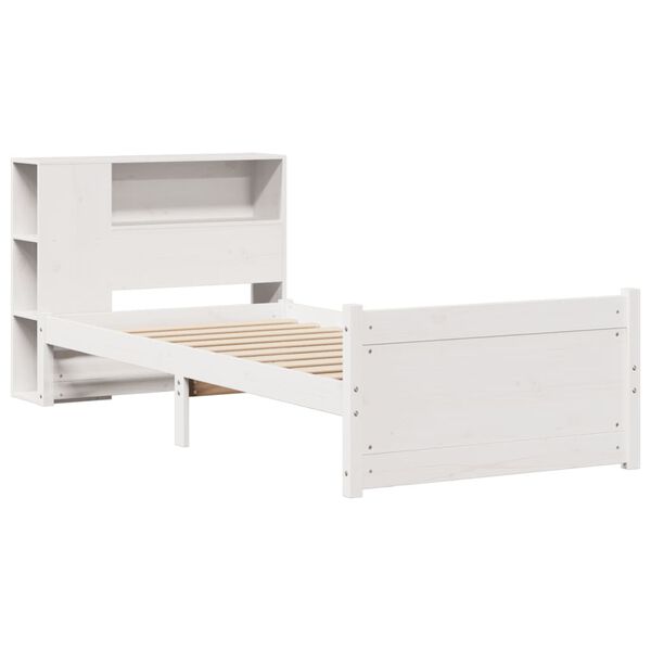 vidaXL Lit biblioth&egrave;que sans matelas blanc 90x190cm bois de pin massif