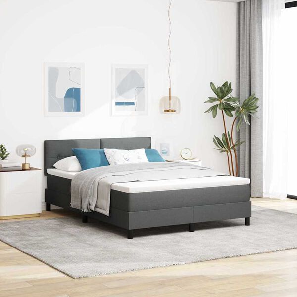 vidaXL Lit boxspring avec matelas Gris fonc&eacute; 140 x 190 cm tissu