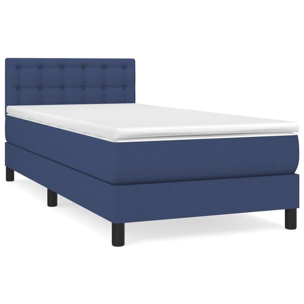 vidaXL Sommier &agrave; lattes de lit avec matelas Bleu 90x190 cm Tissu