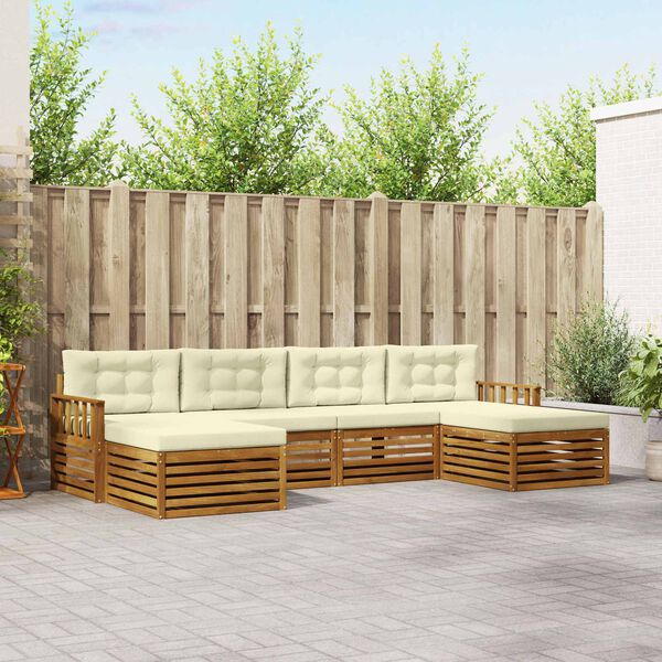 vidaXL Ensembles de canap&eacute;s avec coussin 6 pcs Naturel et Cr&egrave;me