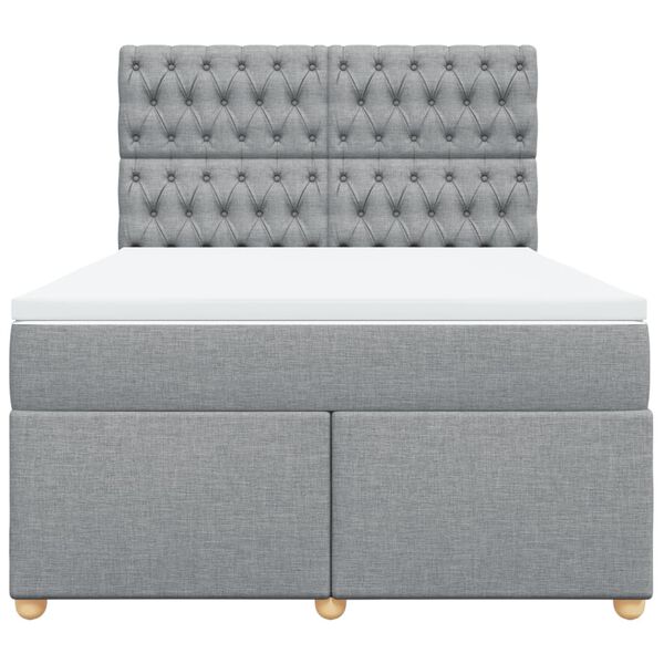 vidaXL Sommier &agrave; lattes de lit avec matelas Gris clair 160x200cm Tissu