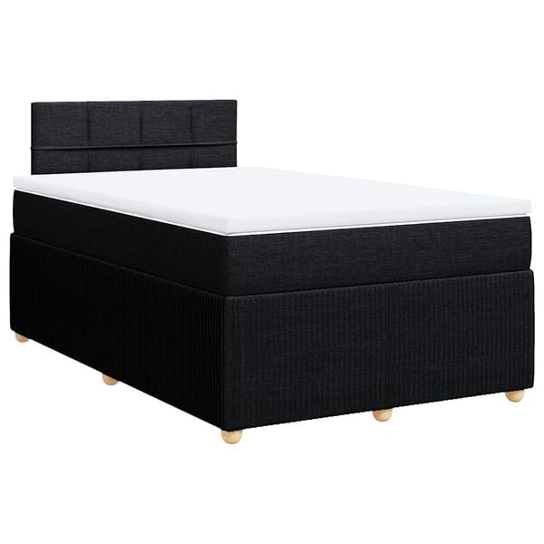 vidaXL Sommier &agrave; lattes de lit avec matelas Noir 120x200 cm Tissu