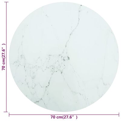 vidaXL Dessus de table blanc Ø70x0,8cm verre trempé avec design marbre