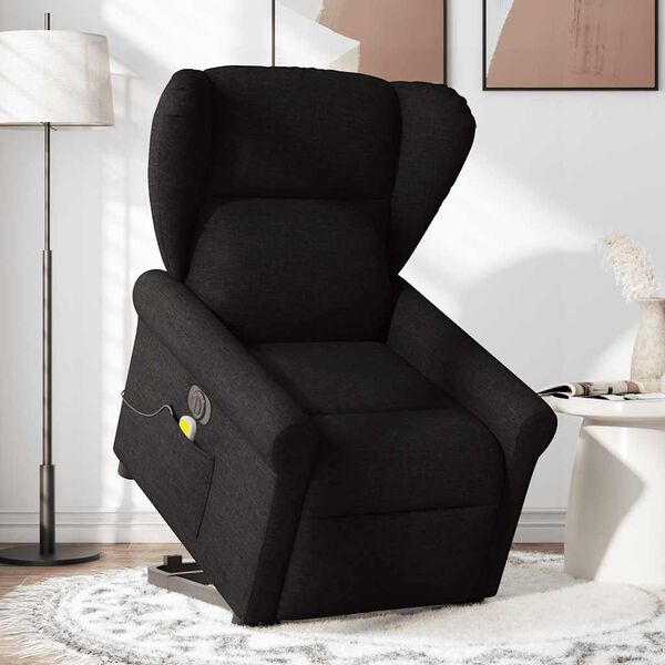 vidaXL Fauteuil inclinable de massage &eacute;lectrique Noir Tissu