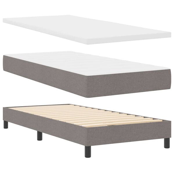 vidaXL Lit &agrave; ressorts avec matelas Taupe 200 x 100 cm Polyester
