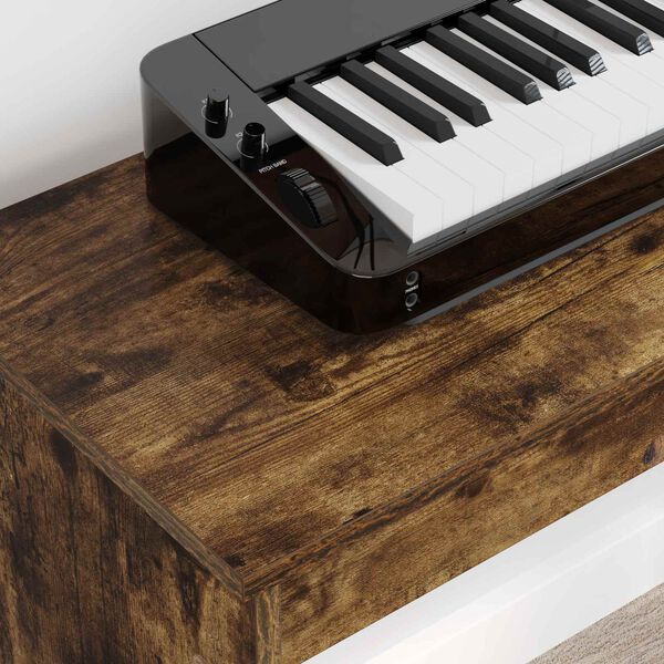 vidaXL Stand de clavier Ch&ecirc;ne fum&eacute; 100 x 32 x 64 cm Bois d'ing&eacute;nierie