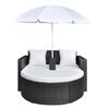 vidaXL Lit de jardin avec parasol Noir R&eacute;sine tress&eacute;e