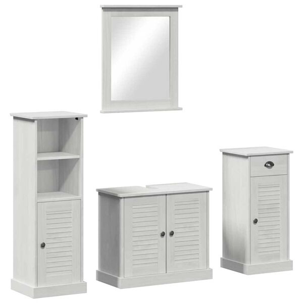 vidaXL Ensemble de mobilier de salle de bain 4 pcs Blanc antique