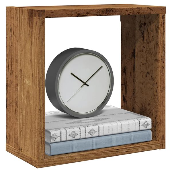 vidaXL &Eacute;tag&egrave;res cube murales 2 pcs vieux bois 30x15x30 cm