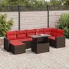vidaXL Salon de jardin avec coussins 8pcs marron r&eacute;sine tress&eacute;e acacia