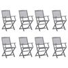 vidaXL Chaises pliables d'extérieur lot de 8 et coussins Bois d'acacia