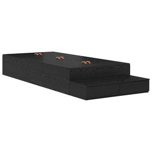 vidaXL Cadre de lit avec rangement Ch&ecirc;ne noir 80 cm Bois d'ing&eacute;nierie