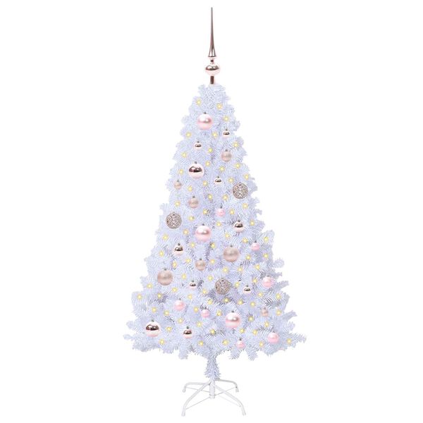 vidaXL Sapin de Noël artificiel avec 150 LED Blanc 120 cm PVC et Acier