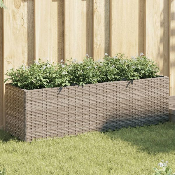 vidaXL Jardini&egrave;re avec 3 pots gris 105x30x32 cm r&eacute;sine tress&eacute;e