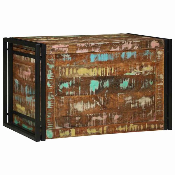 vidaXL Bo&icirc;te de rangement Marron et Noir 80 x 50 x 50 cm bois recycl&eacute;