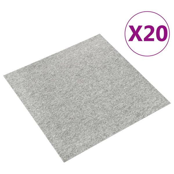 vidaXL Dalles de tapis de sol 20 pcs 5 m² 50x50 cm Gris clair
