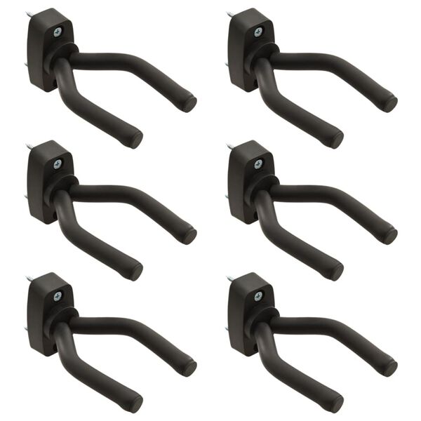 vidaXL Supports muraux pour guitare 6 pcs Noir Acier