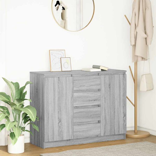 vidaXL Buffet avec tiroirs sonoma gris 100,5x35x76cm bois d'ingénierie